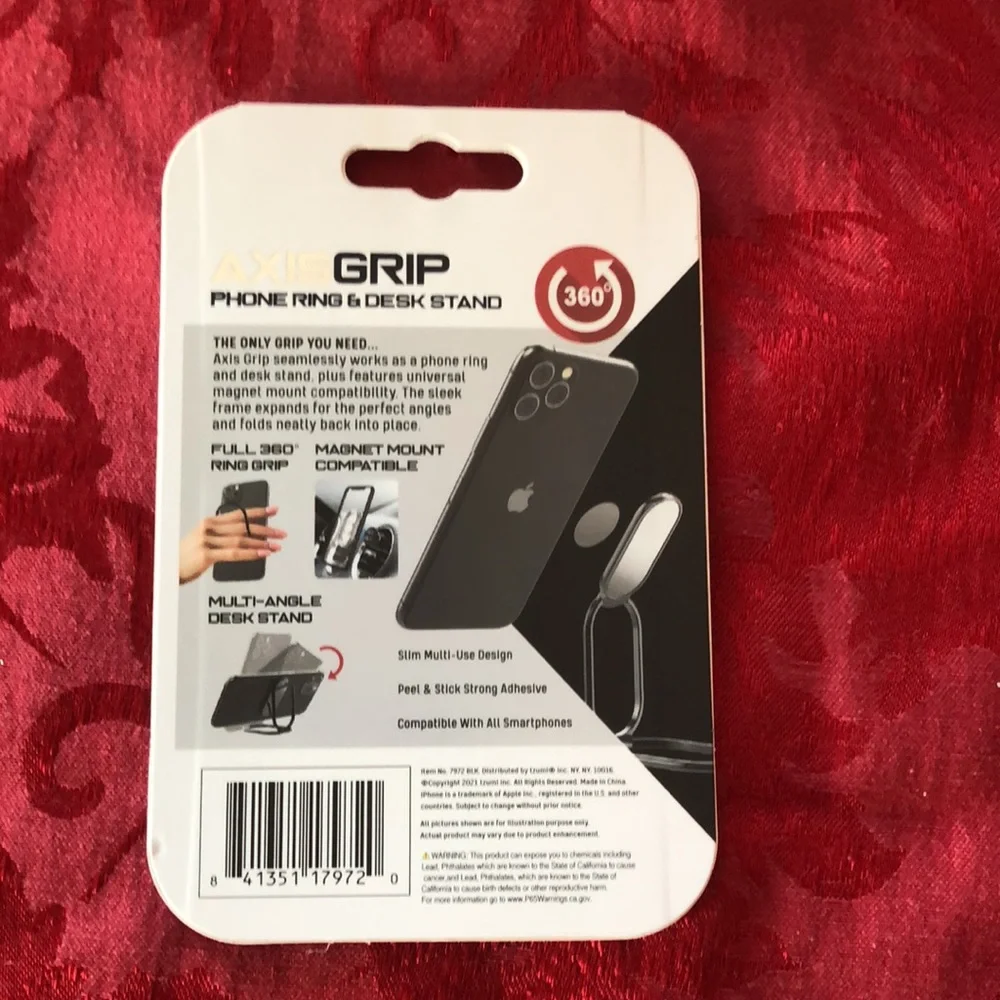 ☀️ 3/$10 AXISGrip black chrome cell phone ring and desk stand (see description)